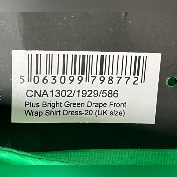 PrettyLittleThing Plus Bright Green Wrap Shirt Dress Size 16 NWT - Picture 8 of 16